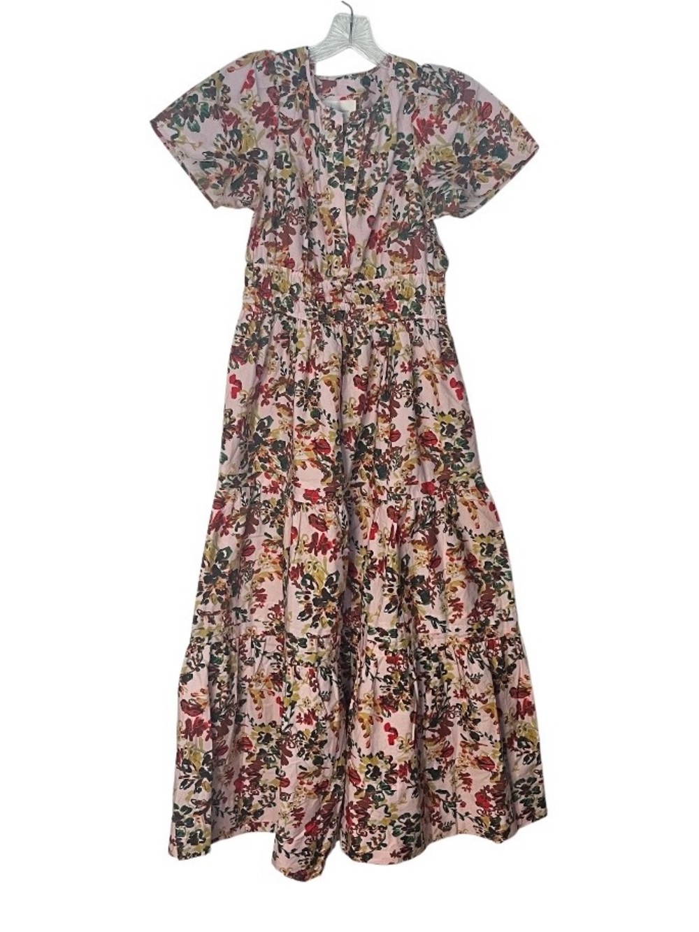 ANTHROPOLOGIE The Somerset Maxi Dress Medium Pink Floral Elastic Waist Size XS - Picture 5 of 12